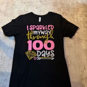 Black 'I Sparkled My Way Through 100 Days' Graphic Tee - Pink & Gold Print